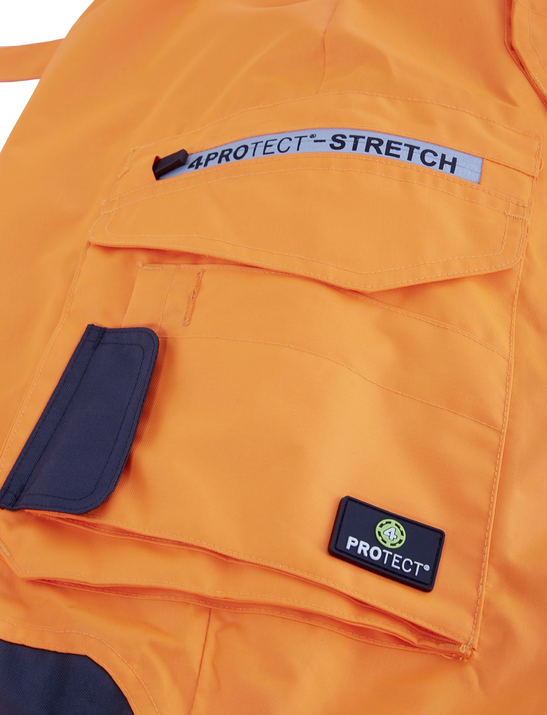 4PROTECT® Warn-Winter-Wetterschutz-Latzhose ATLANTA leuchtorange/grau