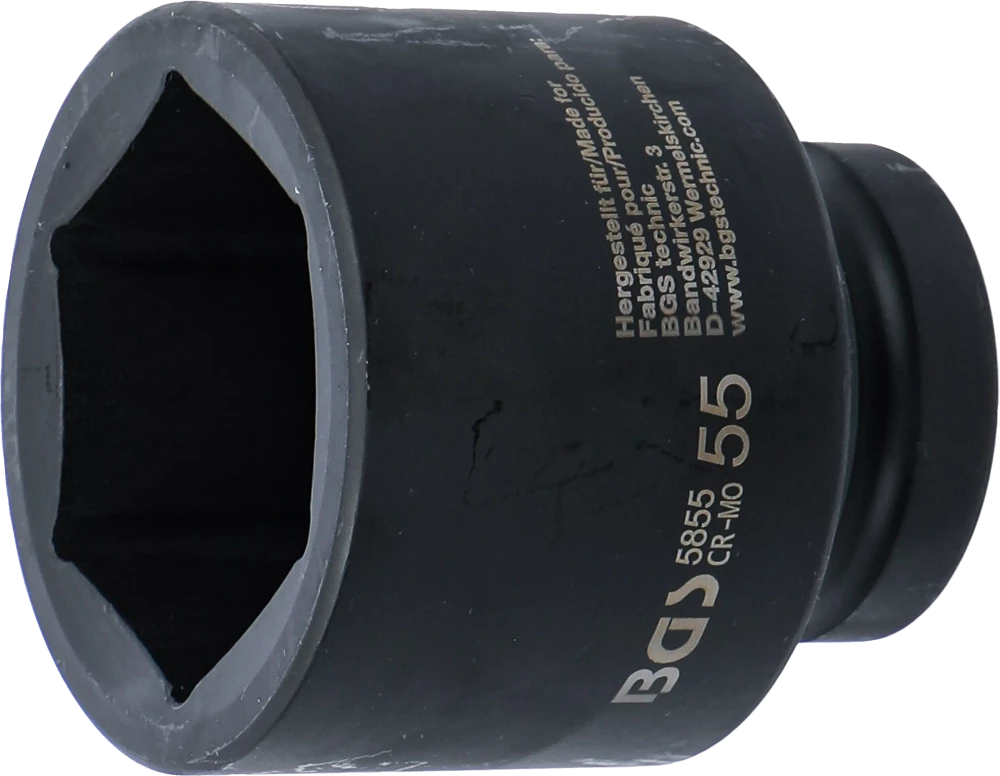 Kraft-Steckschlüssel-Einsatz Sechskant, Antrieb Innenvierkant 25 mm (1"), SW 55 mm
