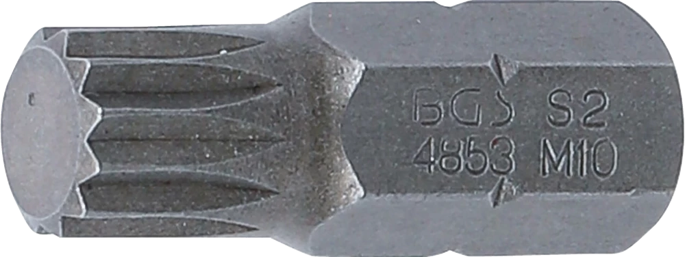 Bit, Länge 30 mm, Antrieb Außensechskant 10 mm (3/8"), Innenvielzahn (für XZN) M10