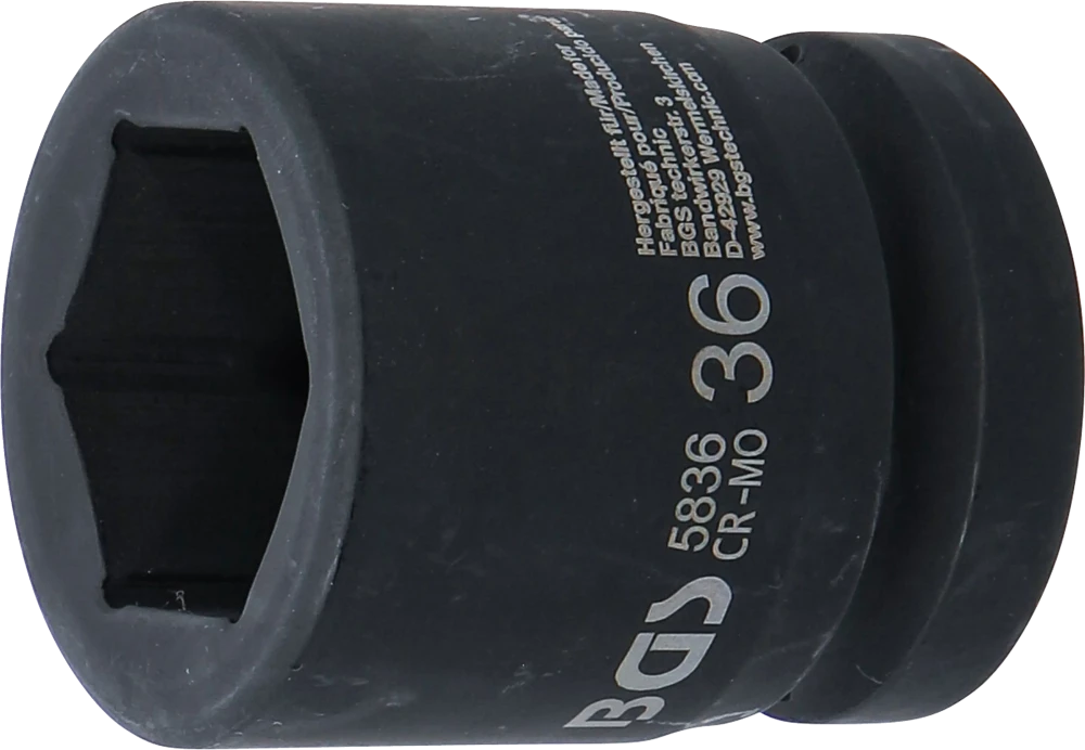 Kraft-Steckschlüssel-Einsatz Sechskant, Antrieb Innenvierkant 25 mm (1"), SW 36 mm