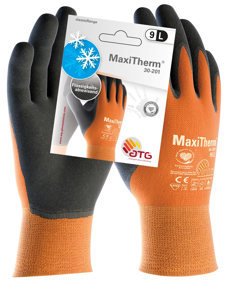 MaxiTherm® Polyacryl/Polyester-Strickhandschuhe (30-201 HCT), SB-Verpackung orange/grau