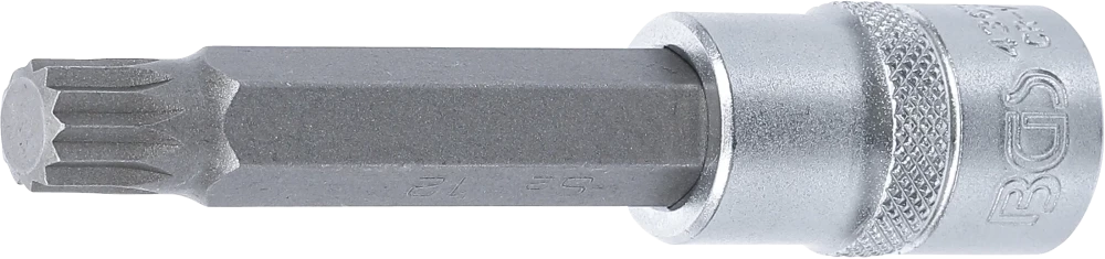 Bit-Einsatz, Länge 100 mm, Antrieb Innenvierkant 12,5 mm (1/2"), Innenvielzahn (für XZN) M12