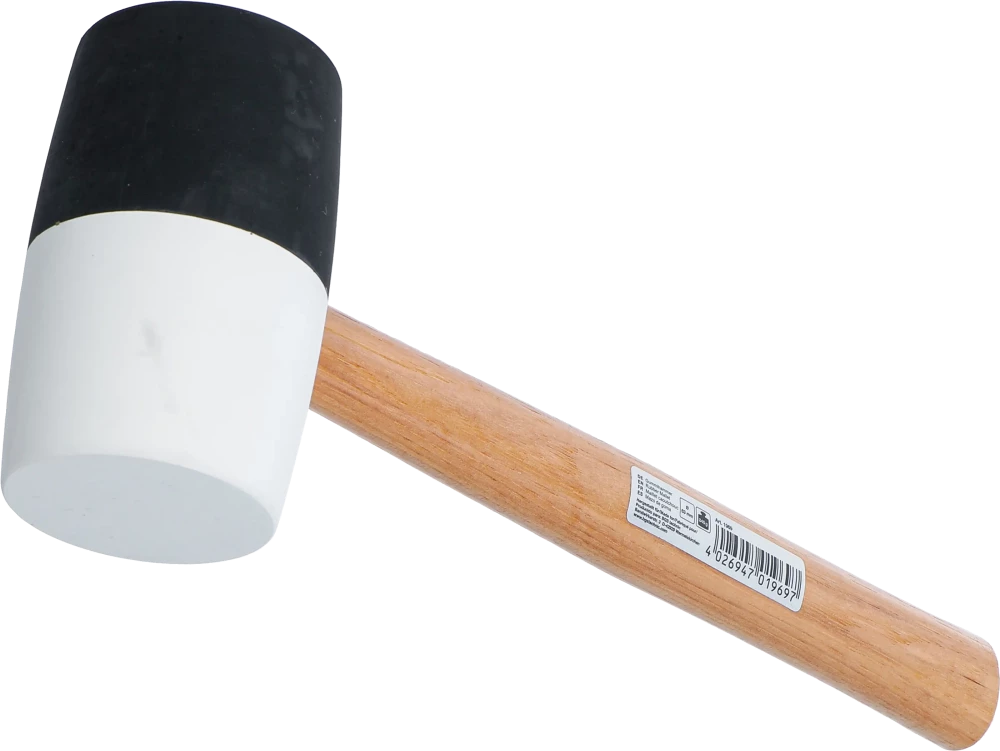 Gummihammer, Hickory-Stiel, schwarz-weißer Kopf, Ø 63 mm, 840 g