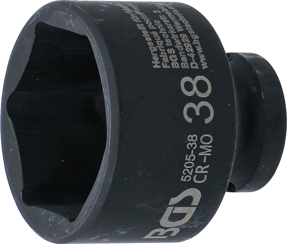 Kraft-Steckschlüssel-Einsatz Sechskant, Antrieb Innenvierkant 12,5 mm (1/2"), SW 38 mm