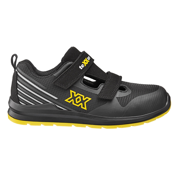 teXXor® S1PS-Sicherheitsklettsandalen schwarz/gelb