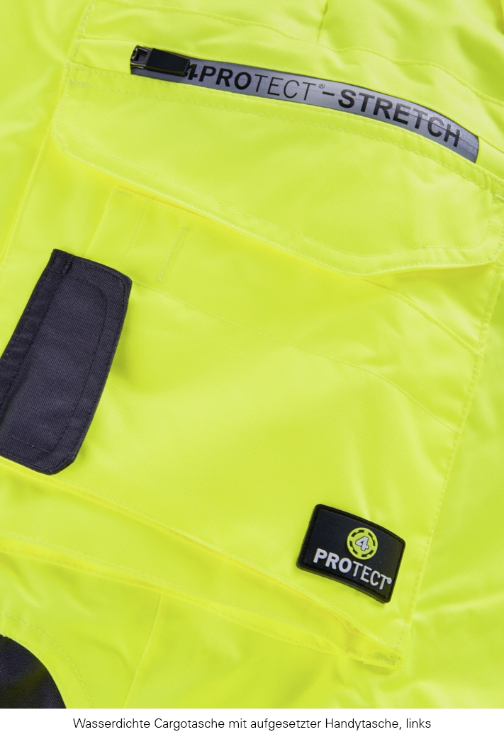 4PROTECT® Warn-Winter-Wetterschutz-Latzhose ATLANTA leuchtgelb/grau