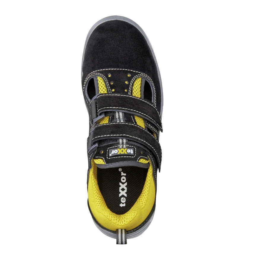 teXXor® S1-Sicherheitsklettsandalen ROMANS schwarz/gelb