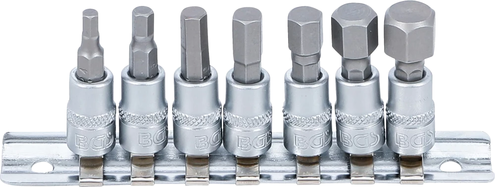Bit-Einsatz-Satz, Antrieb Innenvierkant 6,3 mm (1/4"), Innensechskant 4 - 12 mm, 7-tlg.