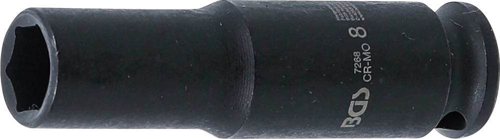 Kraft-Steckschlüssel-Einsatz Sechskant, tief, Antrieb Innenvierkant 6,3 mm (1/4"), SW 8 mm