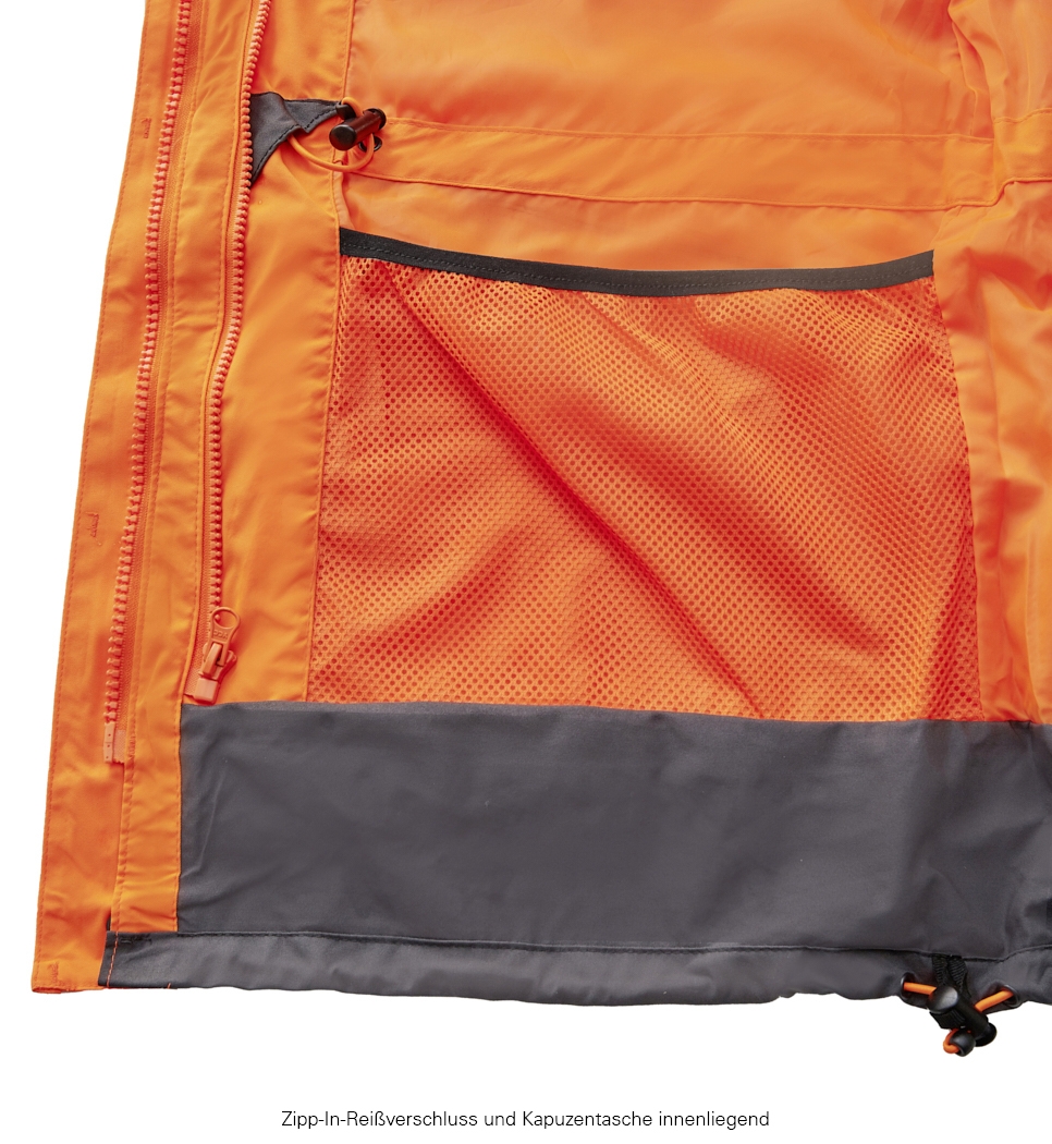 4PROTECT® Warn-Wetterschutz-Jacke TAMPA leuchtorange/grau