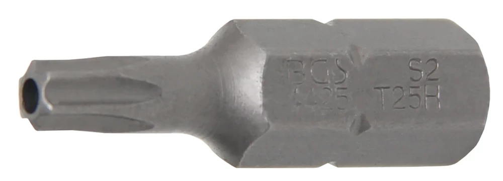 Bit, Länge 30 mm, Antrieb Außensechskant 8 mm (5/16"), T-Profil (für Torx) mit Bohrung T25