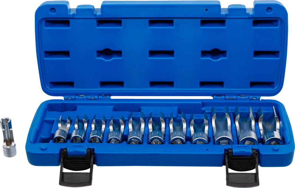 Spezial-Steckschlüssel-Einsatz-Satz, geschlitzt, Antrieb Innenvierkant 10 mm (3/8"), SW 8 - 19 mm, 12-tlg.