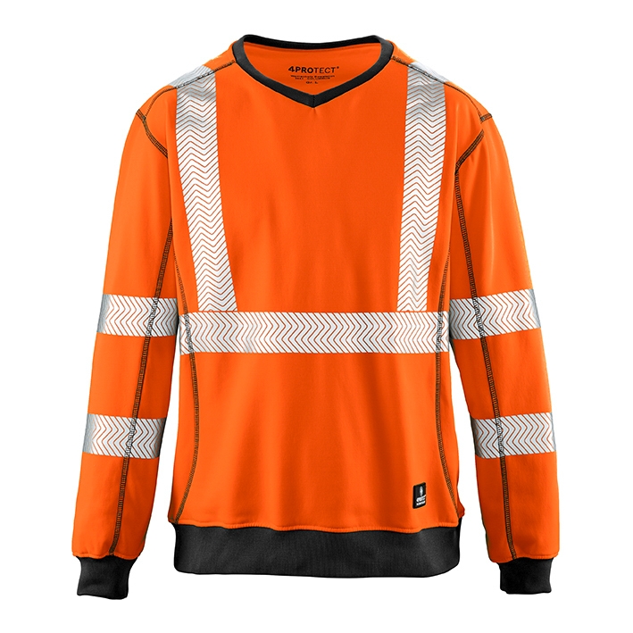 4PROTECT® Warnschutz UV-Sweatshirt COLUMBUS leuchtorange