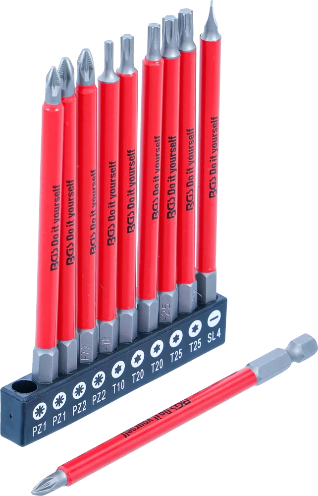 Antirutsch-Bit-Satz, magnetisch, 110 mm, 10-tlg.