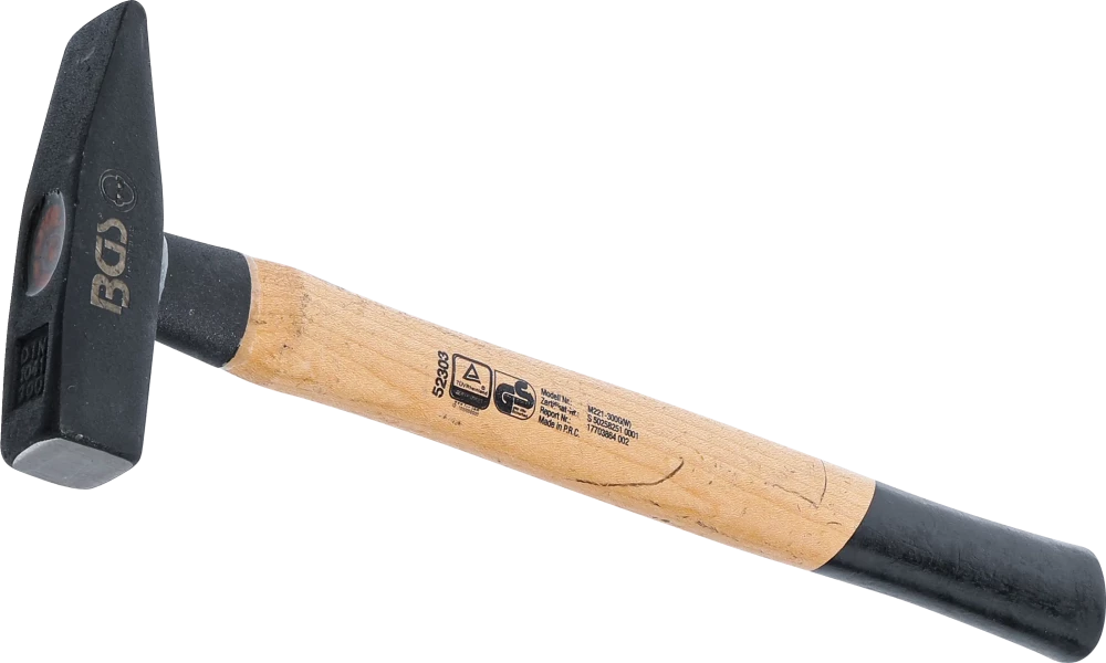 Schlosserhammer, Hickory-Stiel, DIN 1041, 300 g