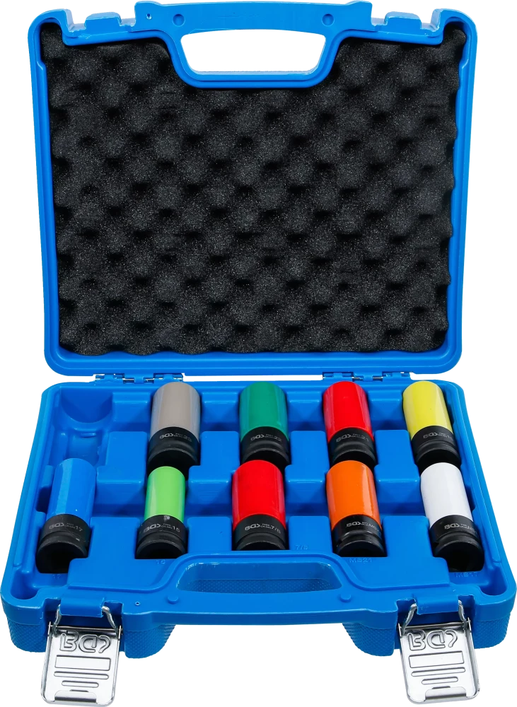 Kraft-Schoneinsatz-Satz, Antrieb Innenvierkant 12,5 mm (1/2"), SW 15 - 24 mm und Spezial-Radschrauben, 10-tlg.