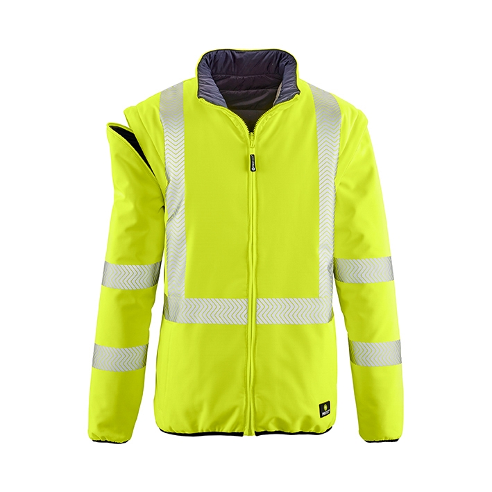4PROTECT® Warnschutz-Softshellwendejacke RENO leuchtgelb/schwarz