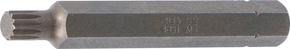 Bit, Länge 75 mm, Antrieb Außensechskant 10 mm (3/8"), Innenvielzahn (für XZN) M8