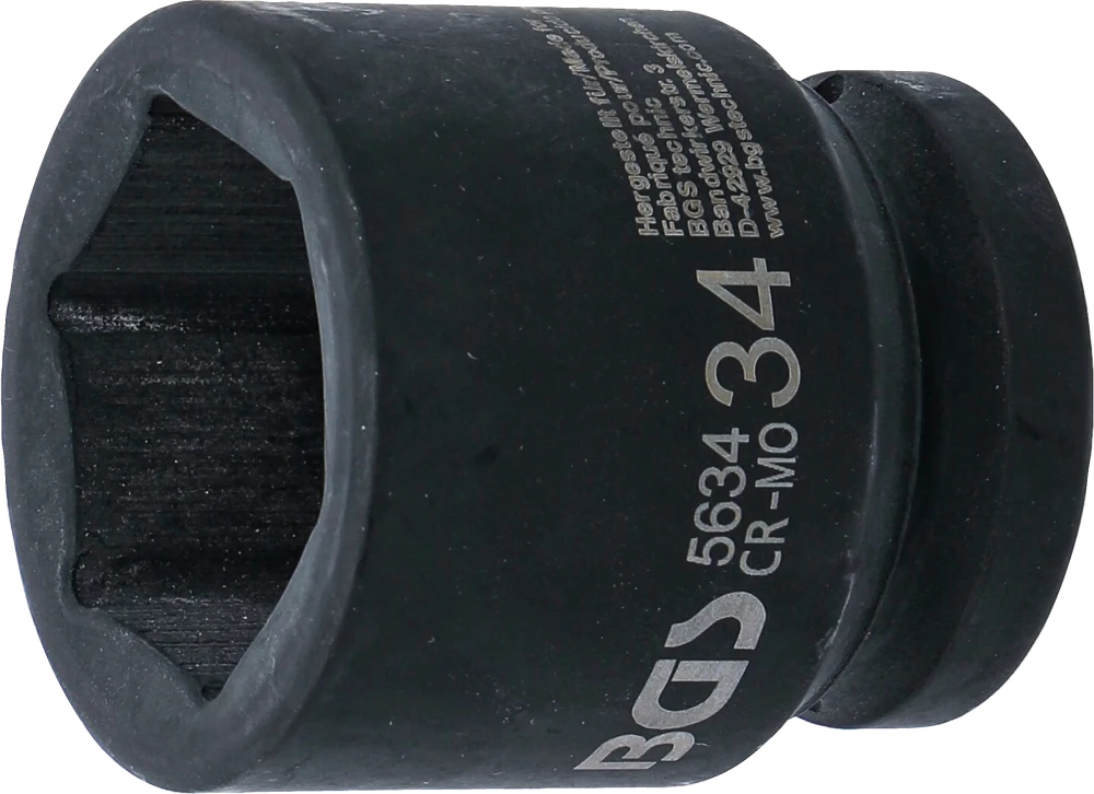Kraft-Steckschlüssel-Einsatz Sechskant, Antrieb Innenvierkant 20 mm (3/4"), SW 34 mm