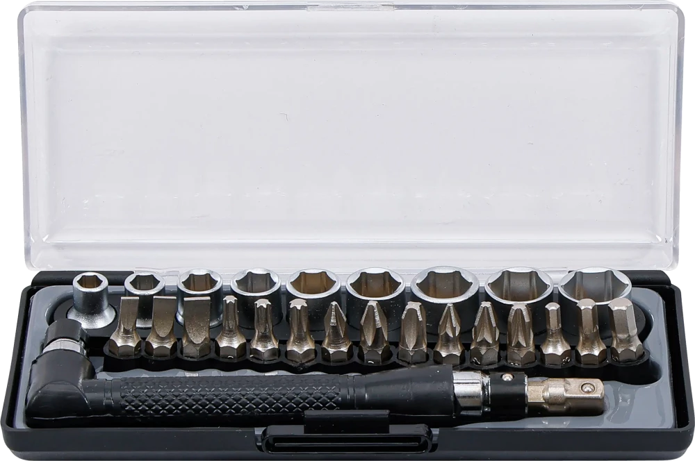 Bit- und Steckschlüssel-/Winkelschrauber-Satz, Antrieb 6,3 mm (1/4"), 26-tlg.