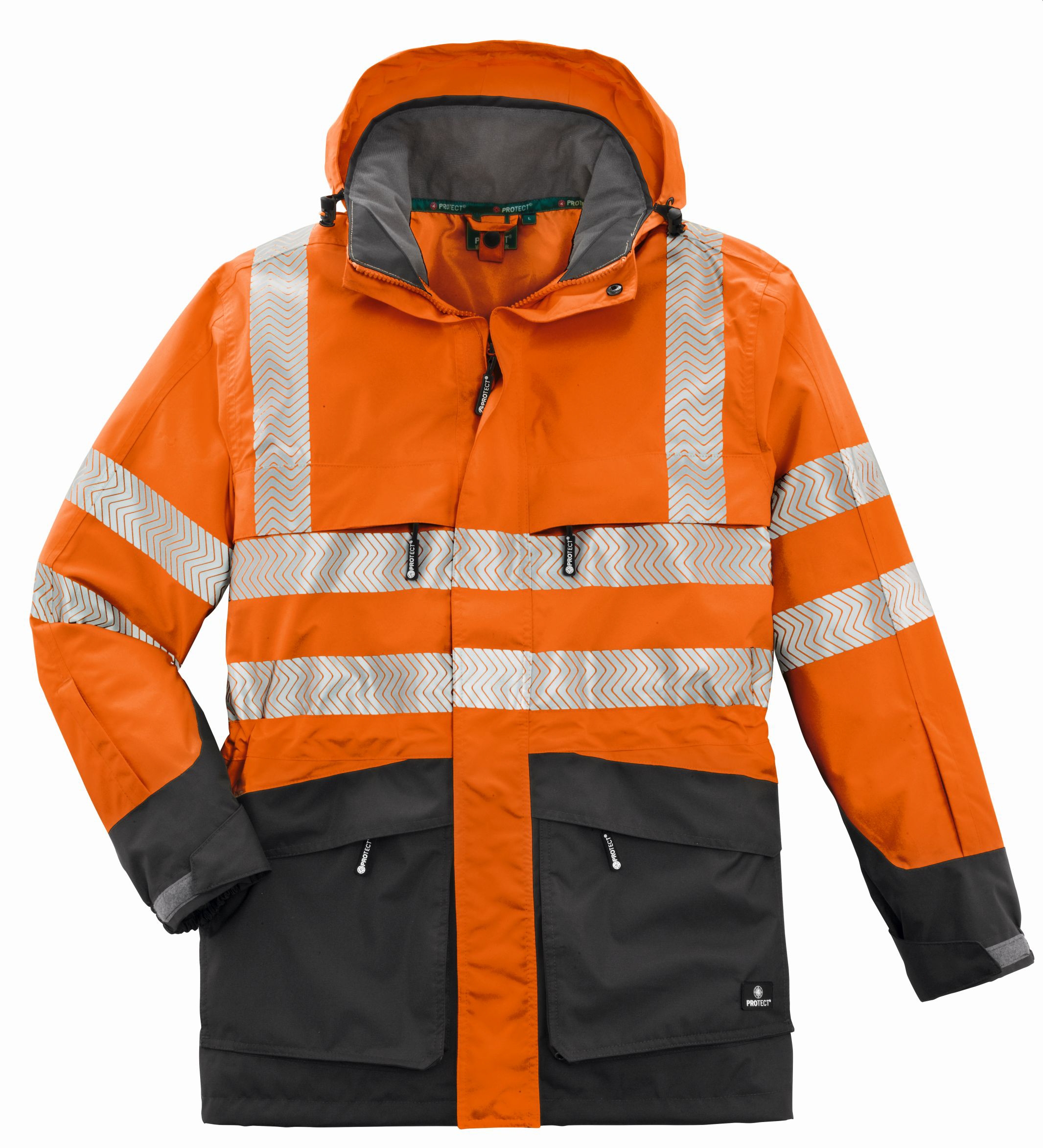 4PROTECT® Warn-Wetterschutz-Jacke TAMPA leuchtorange/grau