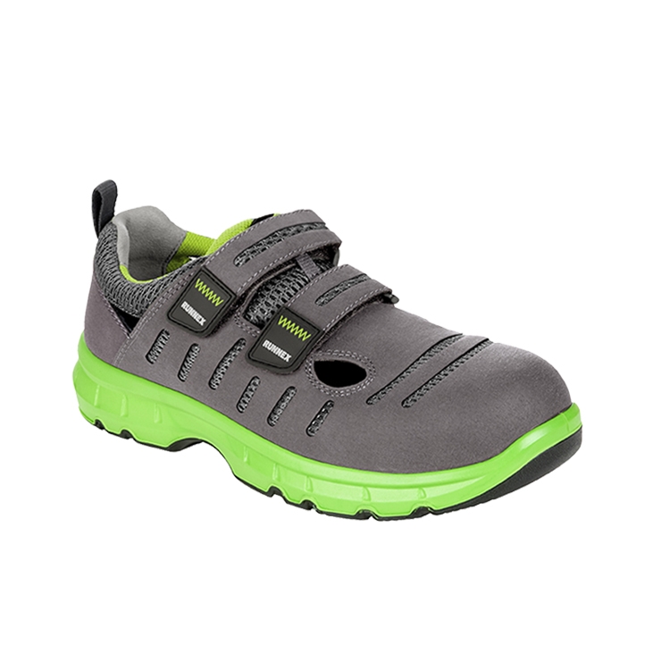 RUNNEX® S1PS-ESD-Sicherheitsklettsandalen FlexStar grau/grün