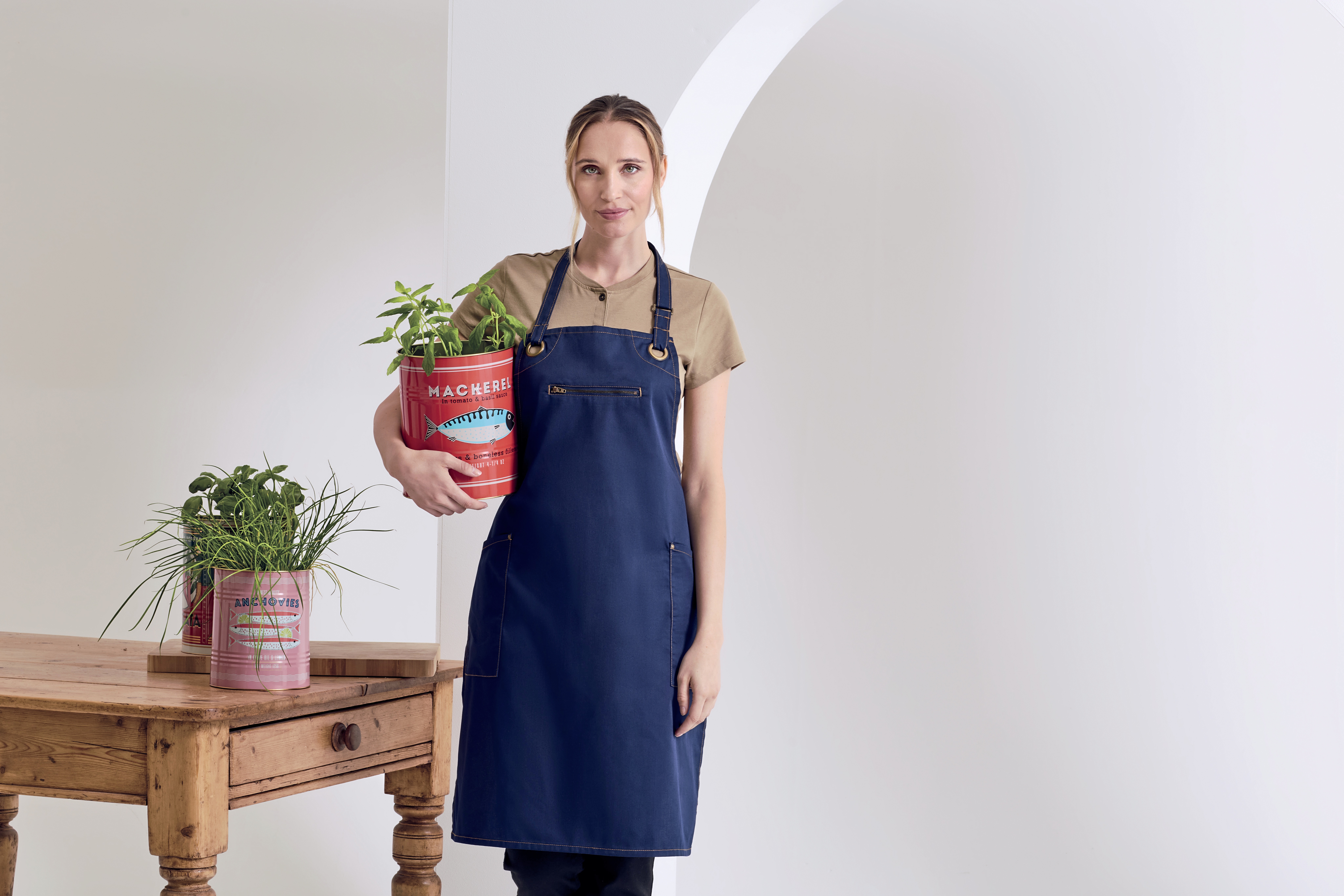 Schürze – 'Barley' Contrast Stitch Bib Apron