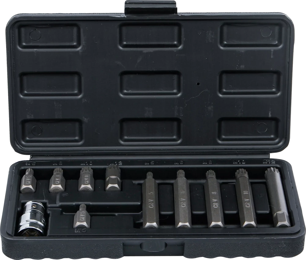 Bit-Satz, Antrieb Außensechskant 10 mm (3/8"), Innenvielzahn (für XZN), 11-tlg.