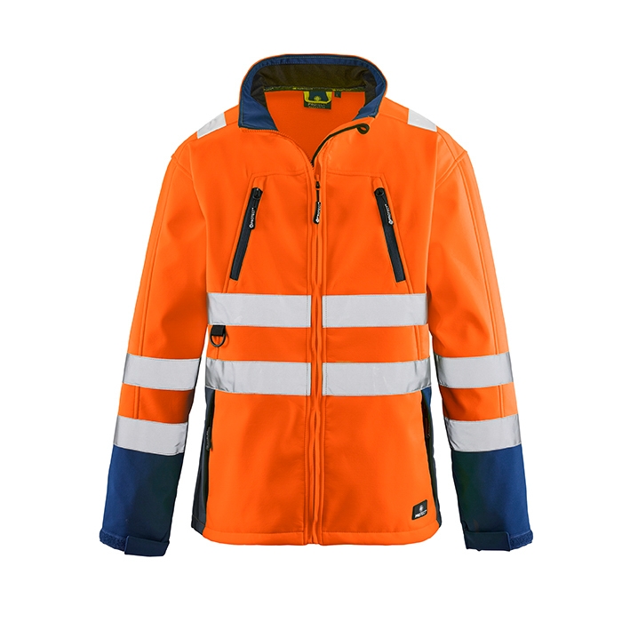 4PROTECT® Warnschutz-Softshelljacke PITTSBURGH leuchtorange/navy