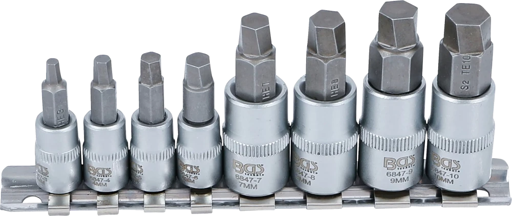 Schraubenausdreher-Satz, Antrieb Innenvierkant 6,3 mm (1/4") / 10 mm (3/8"), für defekten Innensechskant 3 - 10 mm, 8-tlg.