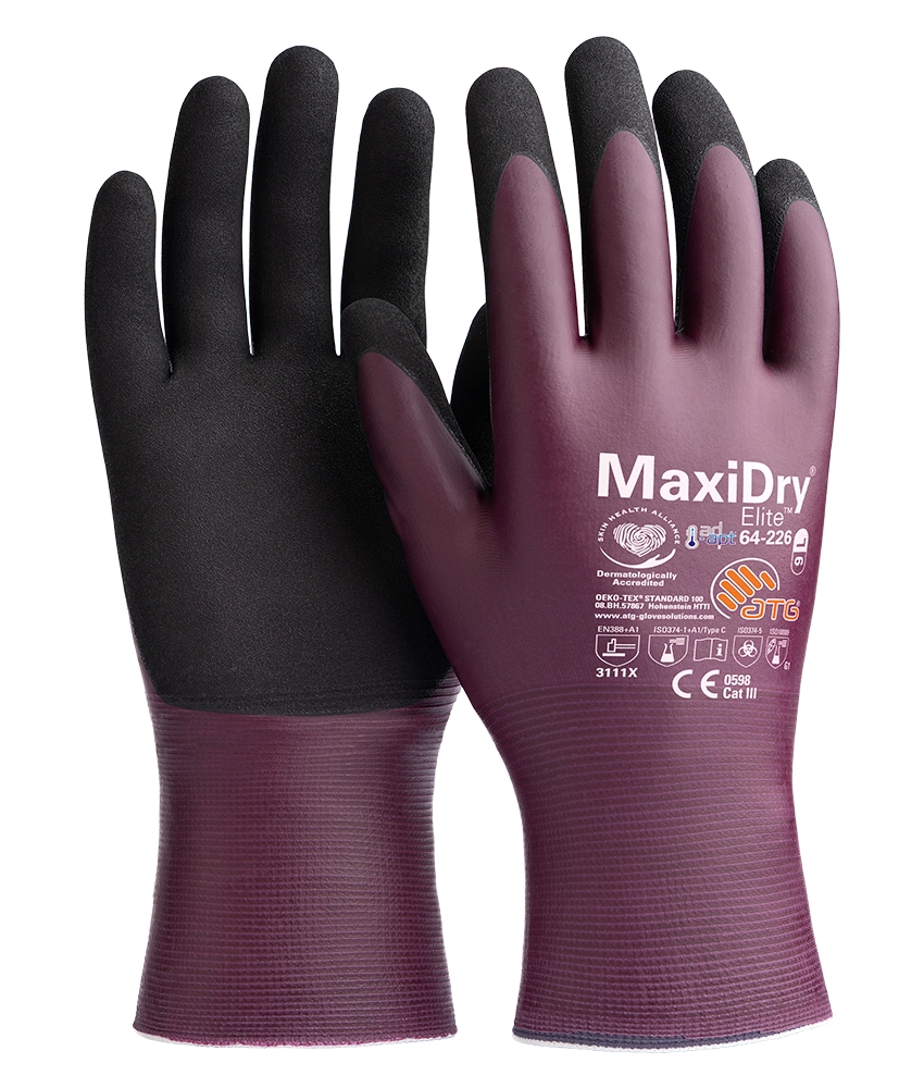MaxiDry® Elite™ Nylon-Strickhandschuhe (64-226) violett/schwarz