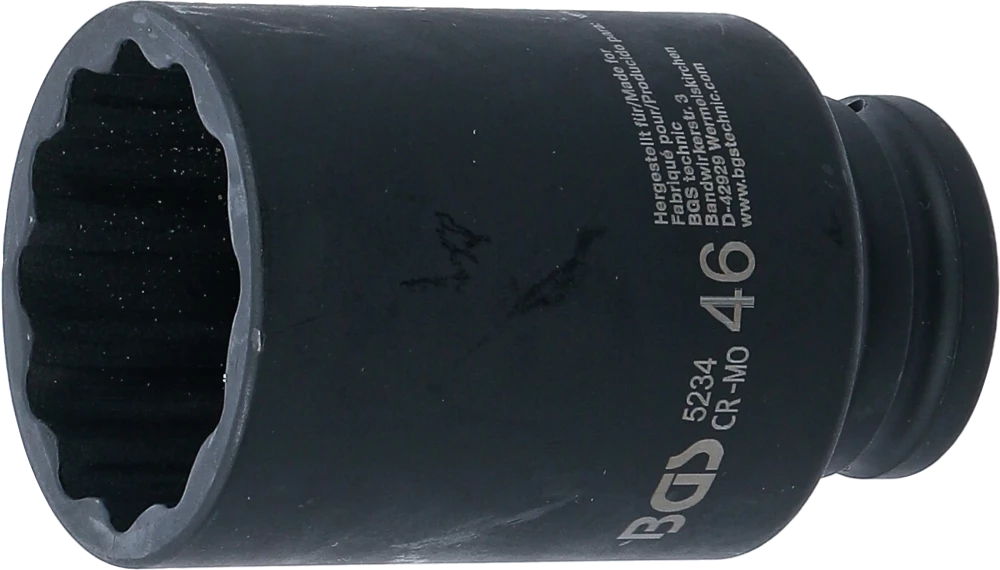 Kraft-Steckschlüssel-Einsatz Zwölfkant, tief, Antrieb Innenvierkant 12,5 mm (1/2"), SW 46 mm