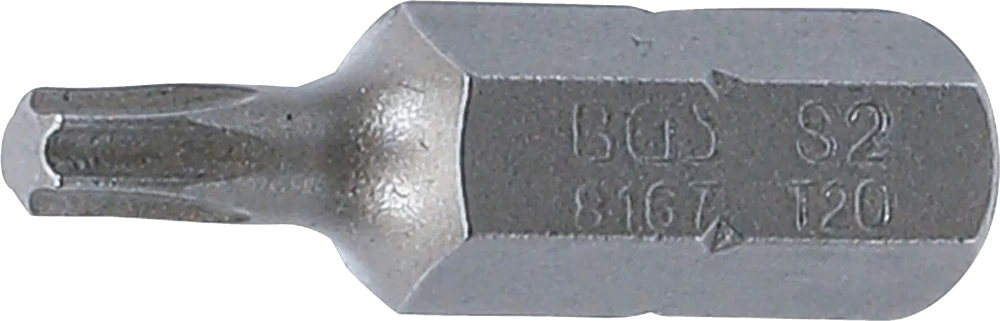 Bit, Länge 30 mm, Antrieb Außensechskant 8 mm (5/16"), T-Profil (für Torx) T20