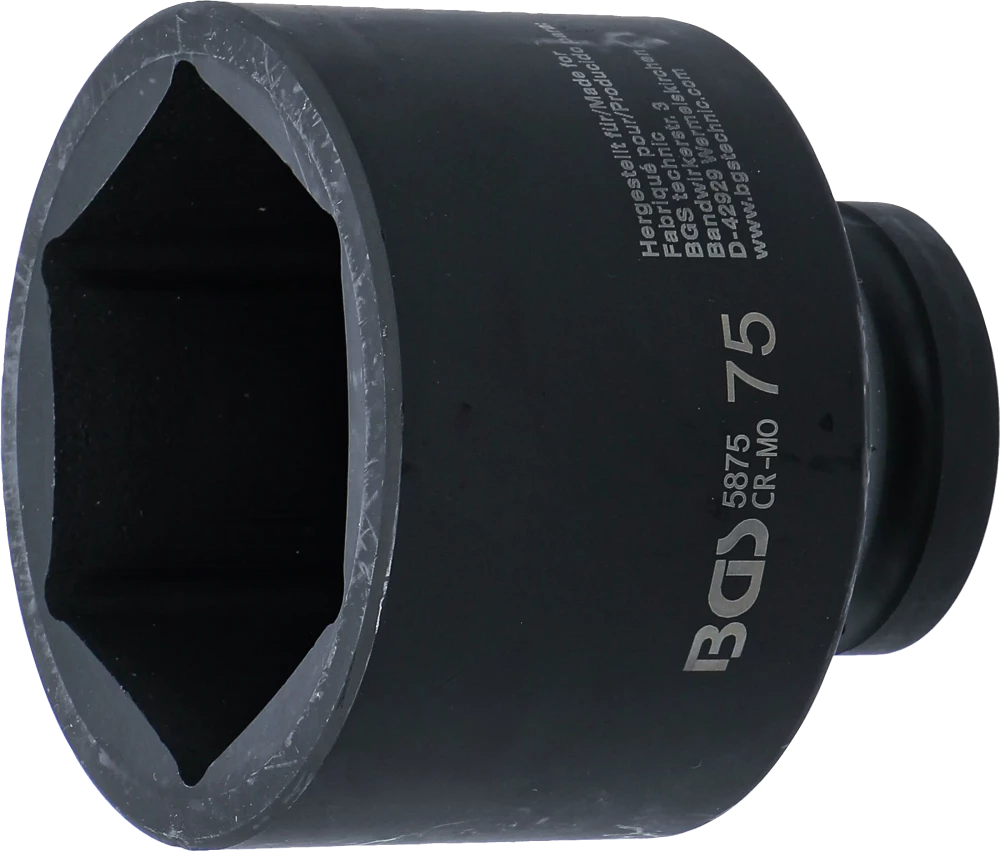 Kraft-Steckschlüssel-Einsatz Sechskant, Antrieb Innenvierkant 25 mm (1"), SW 75 mm