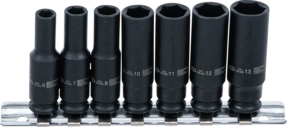 Kraft-Steckschlüssel-Einsatz-Satz Sechskant, tief, Antrieb Innenvierkant 6,3 mm (1/4"), SW 6 - 13 mm, 7-tlg.