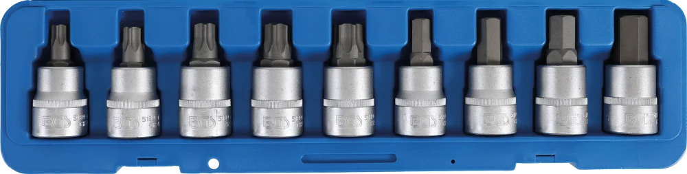 Bit-Einsatz-Satz, Antrieb Innenvierkant 20 mm (3/4"), Innensechskant, T-Profil (für Torx), 9-tlg.