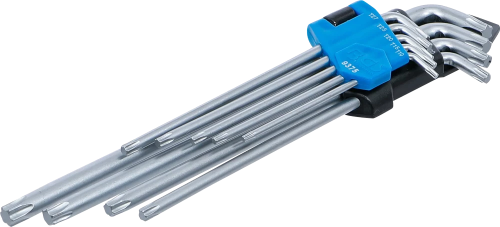 Winkelschlüssel-Satz, extra lang + extra kurz, T-Profil (für Torx) T10 - T50, 9-tlg.
