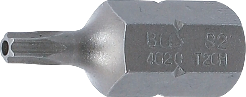 Bit, Länge 30 mm, Antrieb Außensechskant 10 mm (3/8"), T-Profil (für Torx) mit Bohrung T20