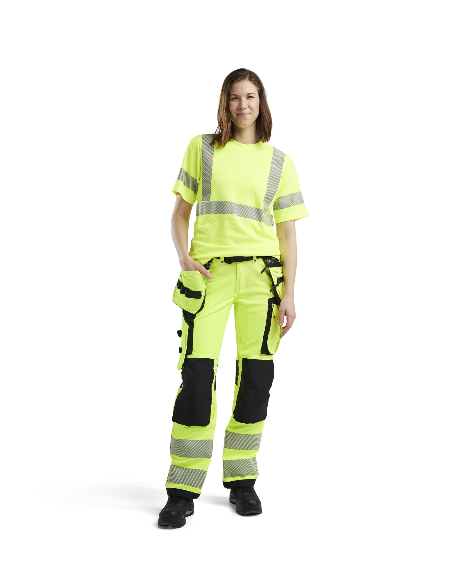 Damen High Vis Arbeitshose 4-Wege-Stretch