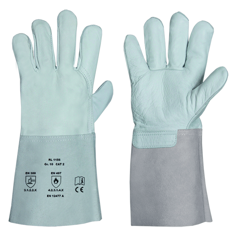 Schweißer | Rindnarbenlederhandschuh | gekederte Nähte | Länge 35 cm
