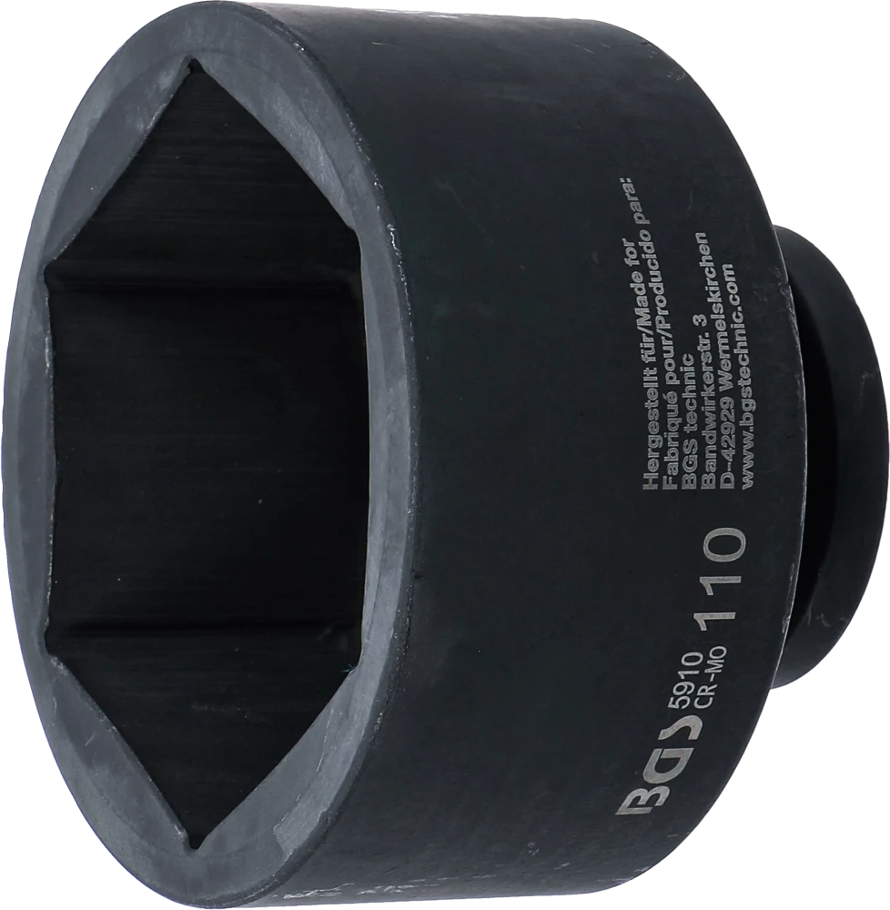 Kraft-Steckschlüssel-Einsatz Sechskant, Antrieb Innenvierkant 25 mm (1"), SW 110 mm