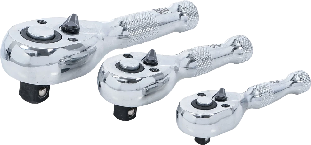 Mini-Umschaltknarren-Satz, 6,3 mm (1/4") / 10 mm (3/8") / 12,5 mm (1/2"), 3-tlg.