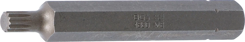 Bit, Länge 75 mm, Antrieb Außensechskant 10 mm (3/8"), Innenvielzahn (für XZN) M6