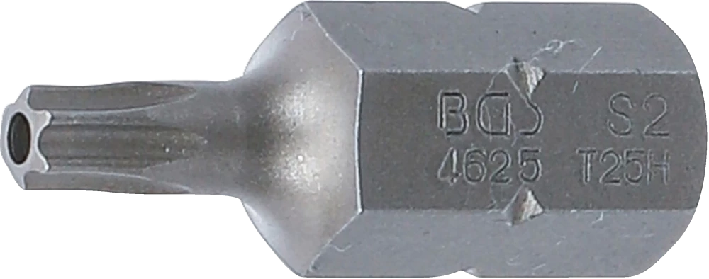 Bit, Länge 30 mm, Antrieb Außensechskant 10 mm (3/8"), T-Profil (für Torx) mit Bohrung T25