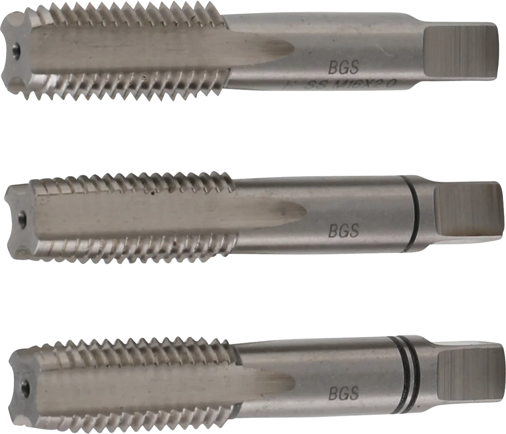 Gewindebohrer-Satz, Vor-, Mittel- und Fertigschneider, HSS-G, M16 x 2,0, 3-tlg.