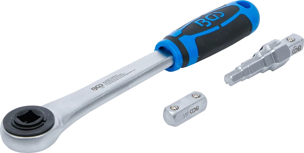Durchsteckknarre mit Adapter und Stufenschlüssel, Abtrieb Innenvierkant 12,5 mm (1/2")