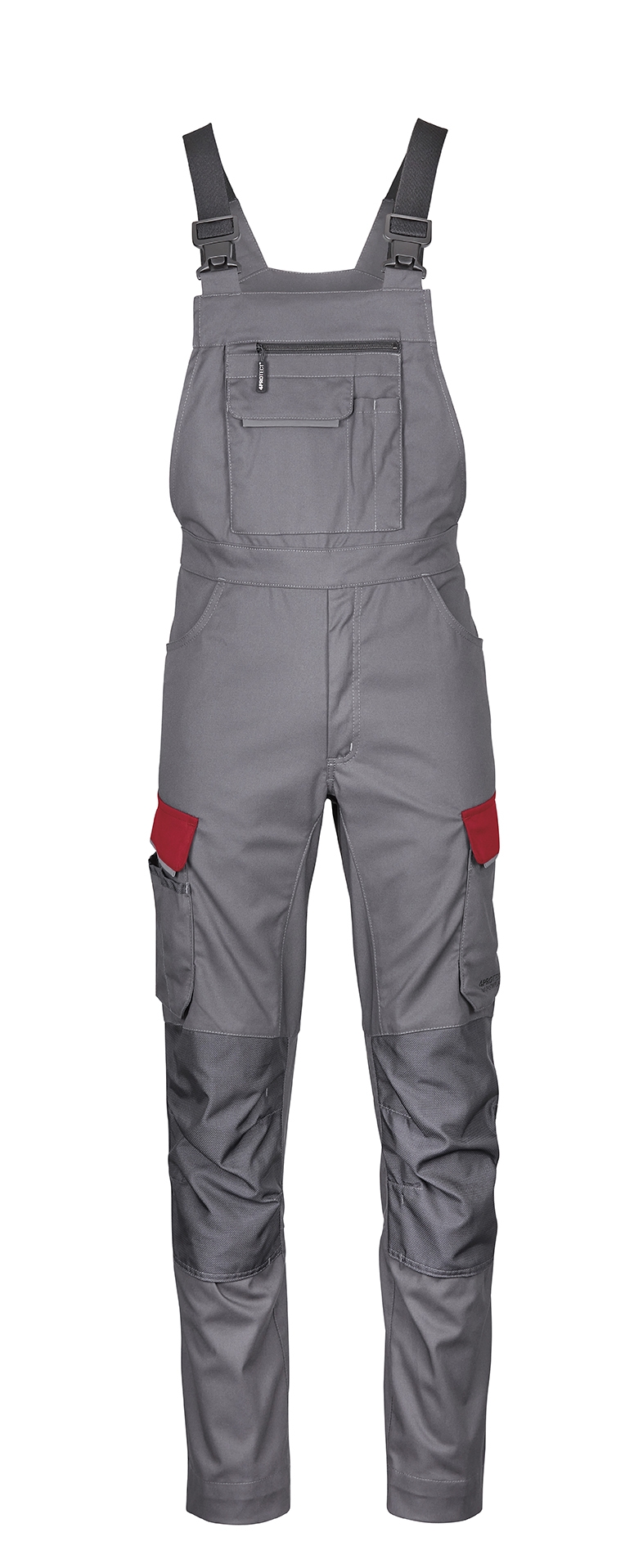 4PROTECT® Workwear Latzhose grau/rot