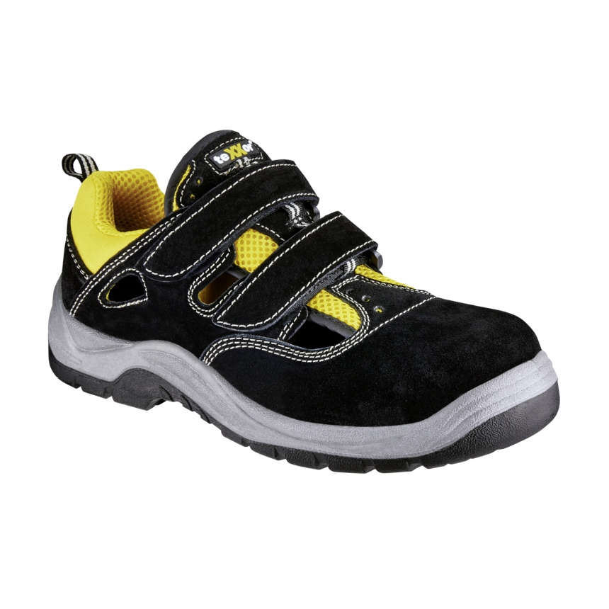 teXXor® S1-Sicherheitsklettsandalen ROMANS schwarz/gelb