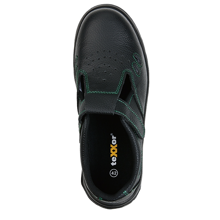 teXXor® S1-Sicherheitsklettsandalen GAP schwarz/grün