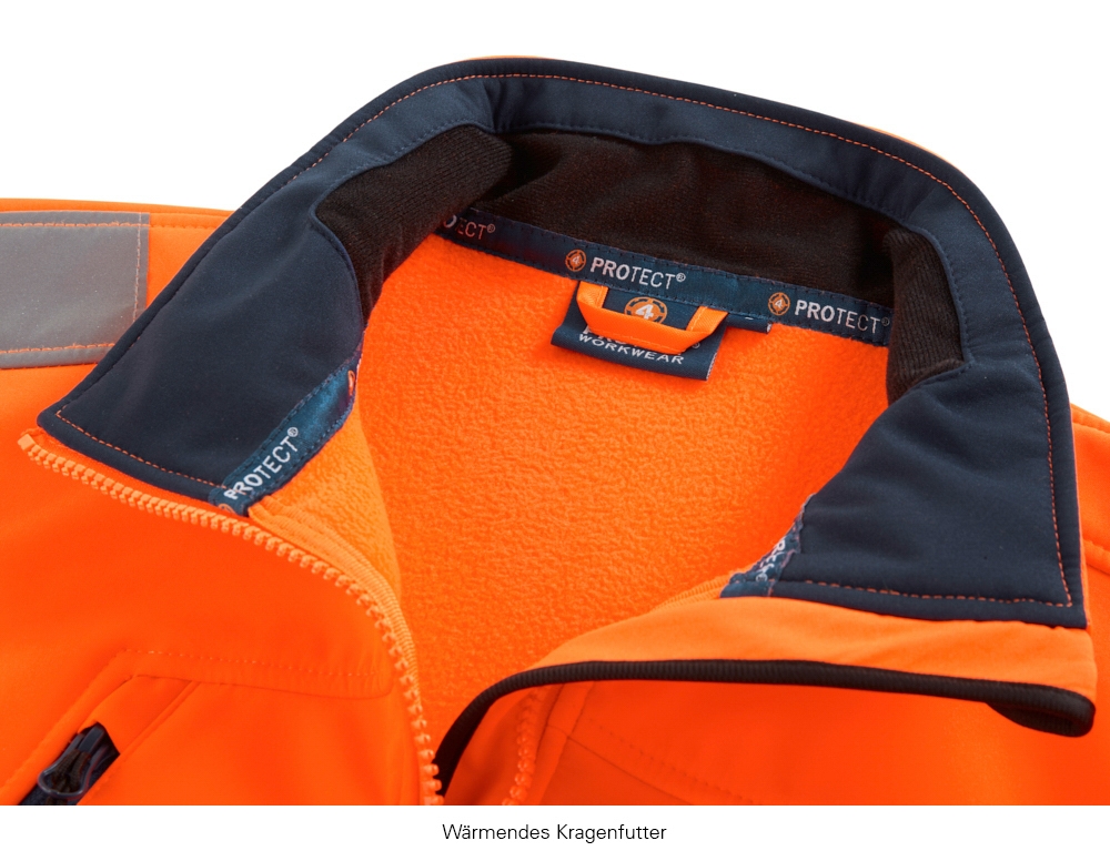 4PROTECT® Warnschutz-Softshelljacke PITTSBURGH leuchtorange/navy